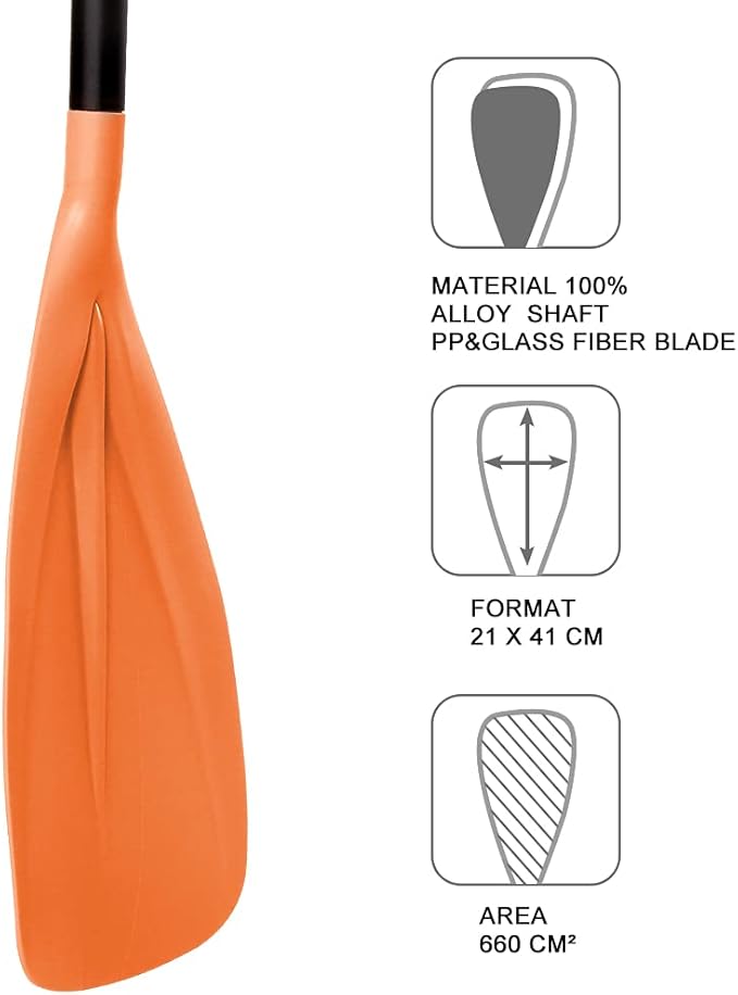 SUP Paddle - 3-Piece Adjustable Aluminium SUP Paddle with Glass Fiber Blade for Surfing, Floating, Water Sports