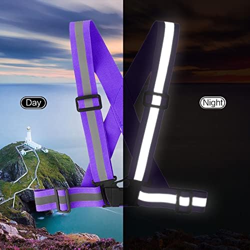 Running Reflective Vest Gear 3 Pack, Adjustable Safety Vest High Visible Reflective Belt Straps Night Walking Vest