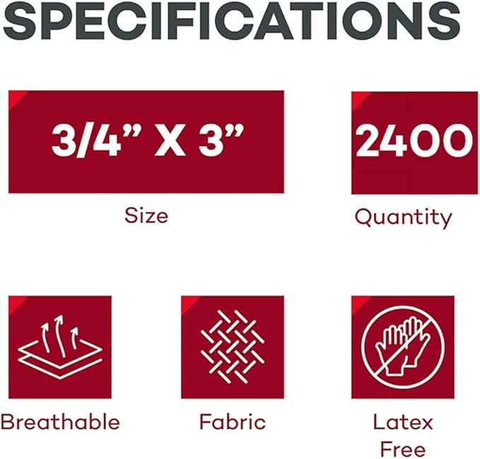 Dealmed Fabric Flexible Adhesive Bandages – 100 Count (24 Pack) Bandages with Non-Stick Pad, Latex Free, Wound Care for First Aid Kit, 3" x 3/4"