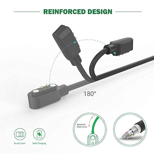 Magnetic Charger Cable for 3Plus Vibe Plus/Vibe +/Vibe Lite/Vibe Pro/Vibe+ Gen 2/Vibe Plus Gen 2 Smart Watch, 3.3FT Replacement High Speed USB Charging Cable Cord for 3Plus Vibe Plus Smartwatch, Black