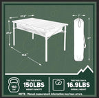 OUTSIDER Folding Camping Table, Portable Roll-up Outdoor Lightweight Aluminum Camp Table for Picnic BBQ Backyards Beach, Large Storage Mesh Pocket and Carrying Bag Included