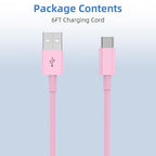 2Pack 6FT USB to USB C Cable for iPhone 17 16 15 Charger Cord, for Apple 17 16 15 Pro/Pro Max/Plus Type C Cord, for iPad Pro 12.9/11, Air 5th/4th Gen, Car Carplay Charging Cable for Android(Pink)