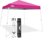 EAGLE PEAK 10x10 Slant Leg Pop-up Canopy Tent Easy One Person Setup Instant Outdoor Beach Canopy Folding Portable Sports Shelter 10x10 Base 8x8 Top (Pink)