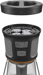 Duracell - 2000 lumens LED flashlight with 360° and 180° illumination for camping, fishing and emergency use, 6 light modes and 3 power supplies available for charging, 1654528