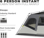 CORE Instant Cabin Tents | 6 Person / 9 Person / 10 Person / 12 Person Family Cabin Multi Room Pop Up Tents Car Camping | Included Storage Pockets for Camping Accessories
