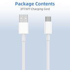 USB to USB C Cable, 2Pack [3FT+6FT] Car Carplay Charging for iPhone 17 Charger Cord, for Apple 17 Air/16/15/Pro/Pro Max/Plus USB A to Type C Cable, for iPad Pro 12.9/11, Air 5th/4th Gen