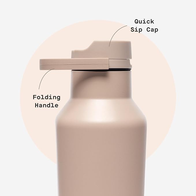 Corkcicle Sport Canteen - Keeps Drinks Cold 25 Hours - Stainless Steel Water Bottle - Triple-Insulated - Spill-Proof - Summer Drinkware Gift - Keeps Drinks Ice Cold - 20 oz - Desert
