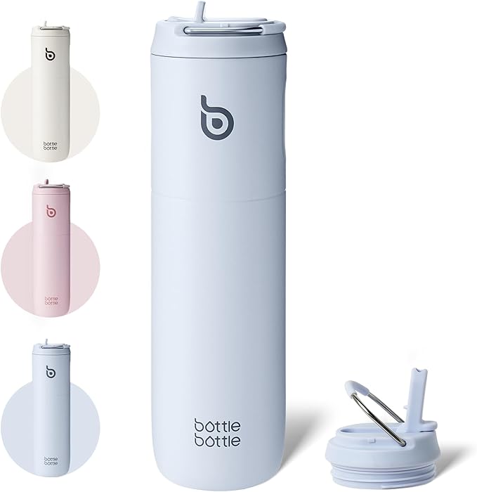 BOTTLE BOTTLE Insulated Water Bottle 24oz with Straw Lid and Handle for Sports Travel Gym Stainless Steel Water Bottles Double-Wall Vacuum Metal Leak Proof BPA-Free