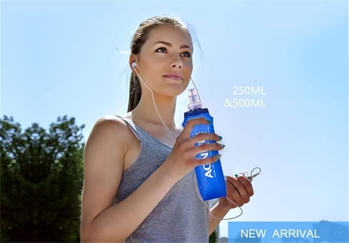 AONIJIE 2Pack of Soft Soft Folding Hydration Bottle Water Collapsible Flask BPA-Free Bottles (250ml without straws), SD52-500