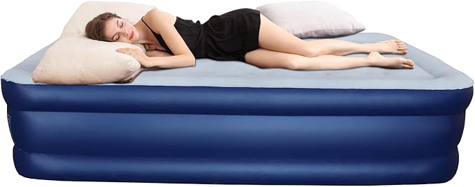 Twin Air Mattress with Built-in Pump Inflatable Mattress for Guests and Home, 17' Camping & Guests Fast & Easy Inflation/Deflation Inflatable Mattress oldable Blow Up Mattress with Storage Bag