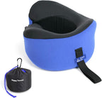 C CUSHION LAB Travel Pillow, Award-Winning Patented Ergonomic Design for Chin & Neck Support Memory Foam Neck Pillow, Compact Airplane Pillow for Traveling, Flight, Car (Cobalt Blue, Large)