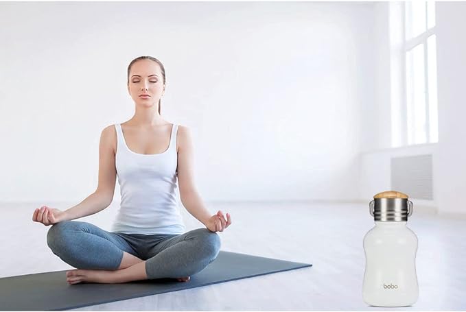 YOHKOH Mini Vacuum Insulated Water Bottle With Bamboo Lid - Stainless Steel Thermos Water Bottle for Women Girls Kids, Metal Sports Hot and Cold Water Bottle Leak-Proof BPA-Free (6.4oz,White)