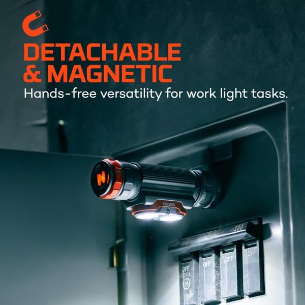 NEBO Transcend 3K Headlamp | 3000 Lumen, 5 Light Modes, USB-C Rechargeable, Waterproof, Magnetic, Detachable Light, Hat Clips, and Hard Hat Compatible, Outdoor, Mechanic, Construction Work