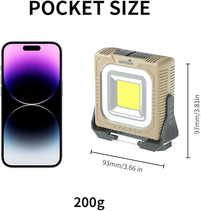 WARSUN Rechargeable LED Camping Lantern Mini Tripod Work Light 6 Modes, 1000 LM High Lumens Portable Magnetic Flashlight, Lightweight Tent Light, for Camping, Repair, Emergency