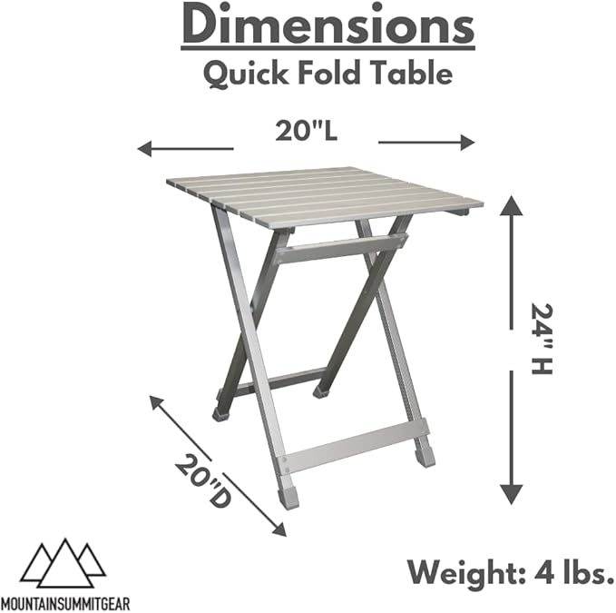Quick-Fold Camping Table Made with Weather-Resistant Aluminum (Made by Caddis Sports)