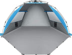 Oileus X-Large 4 Person Beach Tent Sun Shelter - Portable Sun Shade Instant Tent for Beach with Carrying Bag, Stakes, 6 Sand Pockets, Anti UV for Fishing Hiking Camping, Waterproof Windproof, Blue