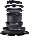 GiPP Ceramic Pots and Pans Set Non Stick, Nonstick Detachable Handle Cookware Sets, Healthy Non Toxic PFAS PFOA & PTFE Free, Dishwasher ＆Oven Safe, Induction Kitchen Pot and Pan, 8 Piece Grey