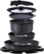 GiPP Ceramic Pots and Pans Set Non Stick, Nonstick Detachable Handle Cookware Sets, Healthy Non Toxic PFAS PFOA & PTFE Free, Dishwasher ＆Oven Safe, Induction Kitchen Pot and Pan, 8 Piece Grey