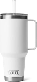 YETI Rambler 42 oz Tumbler with Handle and Straw Lid, Travel Mug Water Tumbler, Vacuum Insulated Cup with Handle, Stainless Steel, White