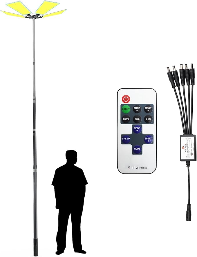 CONPEX Altra LED Telescoping Camping Lights, Portable Led Outdoor Camp Lighting with Remote & Manual Control Stand DC12V Outdoor Camp Light Telescopic Pole Fishing Light at Night