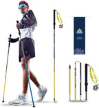 AONIJIE 2Pcs Collapsible Hiking Poles for Men and Women - Lightweight Carbon Fiber Aluminum Folding Trekking Poles for Hiking Durable Walking Sticks with Extra-Long Foam Handle