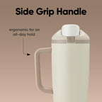 Owala FreeSip Tumbler Insulated Stainless Steel Water Bottle with Built-in Straw and Side Handle, For Travel, Work, School, and Sports, 40oz, BPA Free, Leak Proof, Lightly Toasted