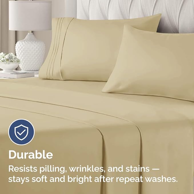 King Standard Pillow Cases Set of 2 - Soft Hotel Quality Pillowcase Covers - Comfy Bedding for Women, Men, Kids & Teens - Machine Washable Pillow Protectors - 2 Piece Set - King Standard Size Beige