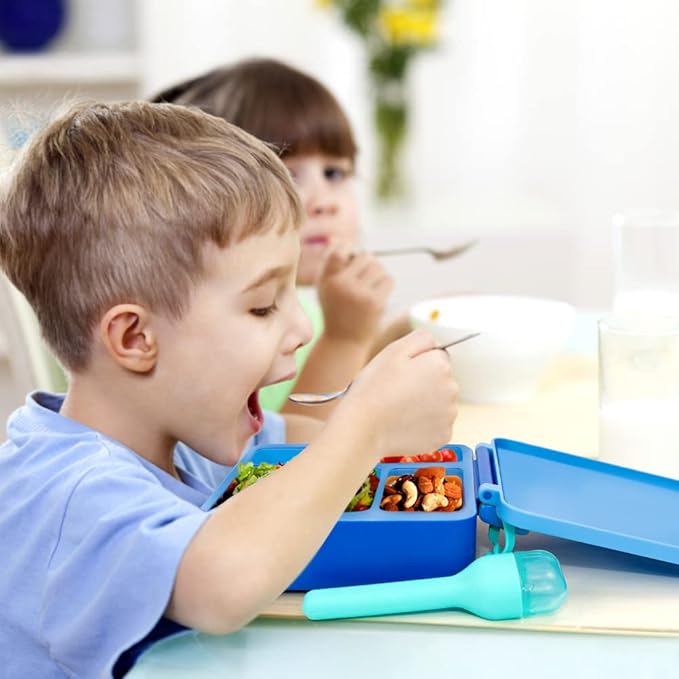 Sophico Travel Utensils Set for Camping and Kids Lunch Box, Stainless Steel Fork and Spoon, Knife Silverware Flatware Sets with Silicone Case - Portable & Leak-proof, Dishwasher Safe (Mint, 1 Set)