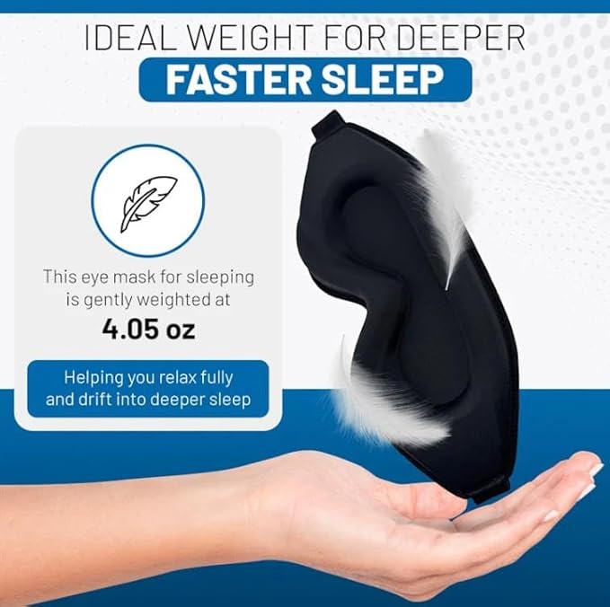 3D Contoured Sleep Mask for Side Sleepers - 100% Light Blocking Sleeping Mask for Men & Women, Soft and no Pressure on Eyes - Airplane Blindfold, Night Eye Cover for Travel, Meditation, Yoga, Black