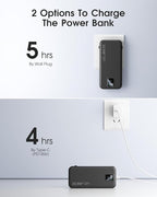 Portable Charger Built-in Cables and AC Wall Plug, 12000mAh power Bank, USB C 22.5W Fast charging Phone Charger ,Compact Lightweight External Battery Pack for iPhones, iPad, Samsung，Tablets, etc.