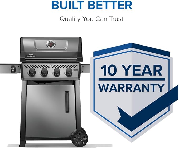 Napoleon Freestyle 425 Natural Gas Outdoor Grill, Graphite Grey – High-Performance 4-Burner BBQ with Stainless Steel Grates