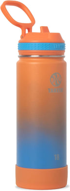 Takeya Actives Water Bottle with Straw Lid - Durable & Easy-Care Water Bottle with Stainless Steel Insulation - BPA-Free Lid with Carry Handle & Straw - Dishwasher-Safe - 18 oz, Ombre Awestruck