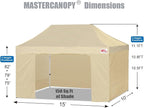 MASTERCANOPY Heavy Duty Pop-up Canopy Tent with Sidewalls (10x15,Beige)