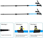 Hiking Trekking Poles, 2 Pack Anti Shock, Adjustable, Collapsible Hiking Poles for Trekking or Walking, Lightweight Aluminum Sticks for Children