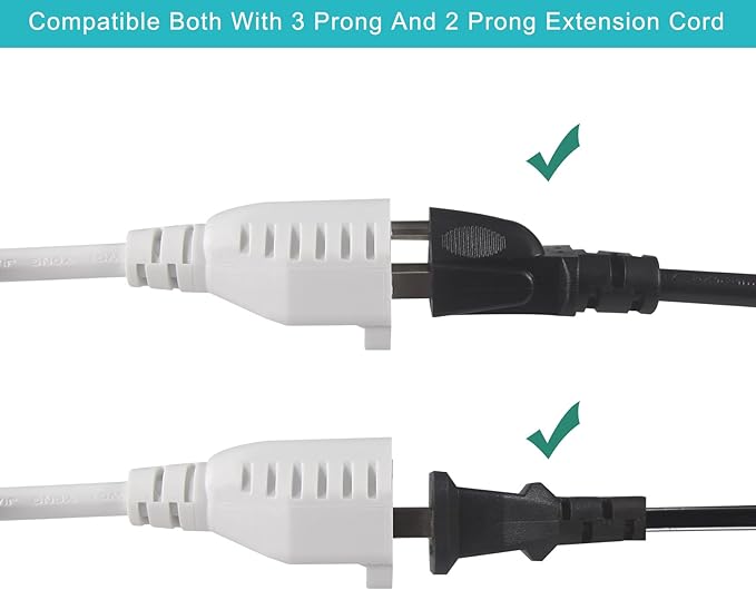 4 Way Outlet Splitter - White 1-Pack 90-Degree Angled Flat Plug 1 to 4 Extension Cable Power Strip, 16/3 Gauge 1.5FT, 3 Prong Y Style Multi Outlet Splitter, Perfect for Wall Wart Adapters