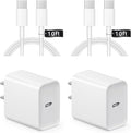 iPhone 17 16 15 Charger Fast Charging 10FT - 20W USB C Charger Block with 10FT Type C to C Cable Compatible with iPhone 17/17 Pro/17 Pro Max/Air/16/16e/15, iPad Pro, iPad Air (White)