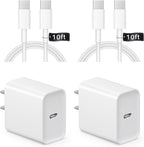 iPhone 17 16 15 Charger Fast Charging 10FT - 20W USB C Charger Block with 10FT Type C to C Cable Compatible with iPhone 17/17 Pro/17 Pro Max/Air/16/16e/15, iPad Pro, iPad Air (White)
