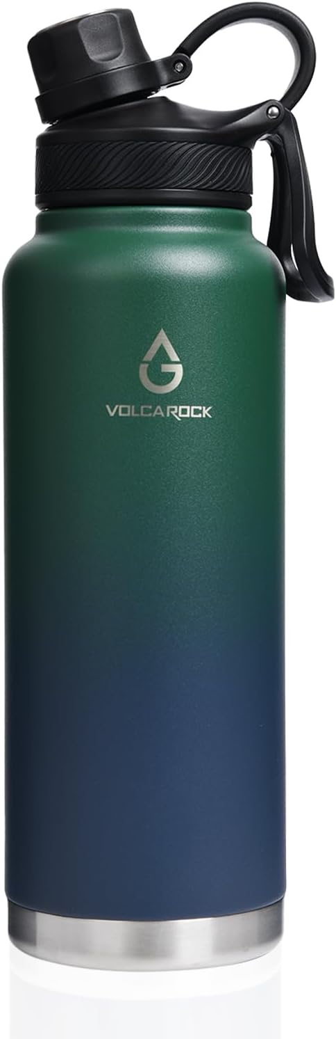 Wide Mouth Water Bottle with Straw Lid Dustproof, 24/32/40/64 Oz Hydro Vacuum Insulated Flask, Dishwasher Safe Stainless Steel Water bottle, Keep Cold 24 Hour/Hot 12 Hour-40 Oz Night Blue