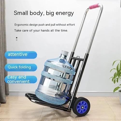 Heavy Duty Folding Hand Truck Portable Shopping Trolley & Luggage Cart for Outdoor Use Adjustable Stair Climbing Dolly with 20mm PU Wheels Foldable Design for Easy Storag