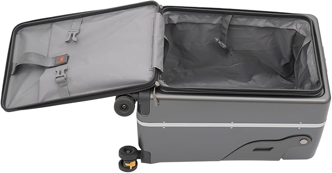 CNCEST 22" Kid's Ride-on Luggage with Foldable Seat,Travel Carry On Trolley Case for Kids,Children's Ride On Top Opening Suitcase with Password Lock (StyleA, Grey)