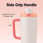 Owala FreeSip Tumbler Insulated Stainless Steel Water Bottle with Built-in Straw and Side Handle, For Travel, Work, School, and Sports, 40oz, BPA Free, Leak Proof, Sparkling Sherbet