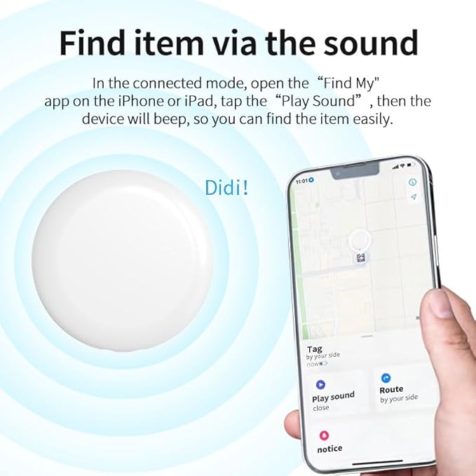 Find My Tag,Item Finder for Keys, Car, Wallet, Luggage, Bag, Pets and More, Works with Apple Find My App (iOS only), GPS Tracker for Kids (Black)