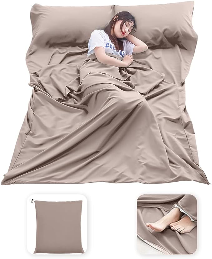 Sleeping Bag Liner Lightweight Compact Sleeping Bag Sack Portable Clean Travel Sheet Camping Sleep Sheet for Backpacking Hotel Hiking