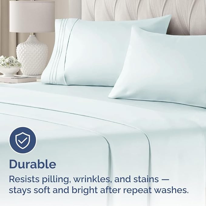 Pillowcases - Ultra Soft Hotel Quality Pillowcase Covers - Comfy, Cozy & Wrinkle Free - Shrinkage and Fade Resistant - Machine Washable Pillow Protectors - (King, Ice Blue, 4 Piece Set)