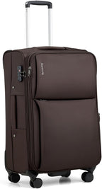 Hanke 24 Inch Luggage Expandable Softside Checked Suitcases with Spinner Wheels, Upright Rolling Luggage Suitcases Travel TSA Luggage Bag for Women Men(Coffee)