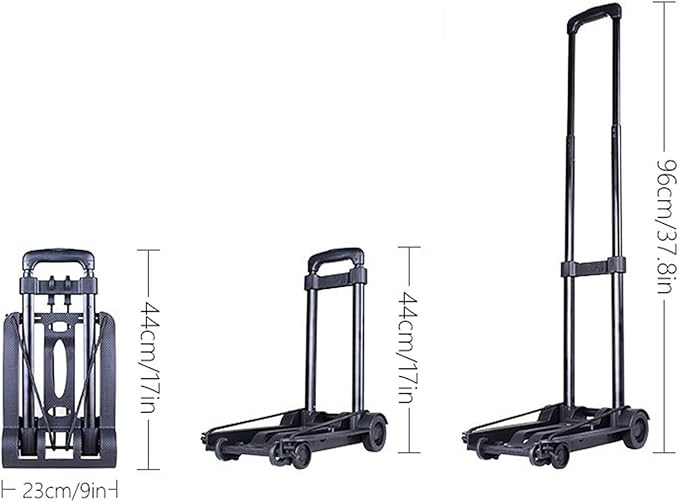Portable Folding Hand Truck - Movable Platform La Cart with 2 Wheels, Dolly for Travel & Moving - Lightweight Handcart Trolley for Easy Transport