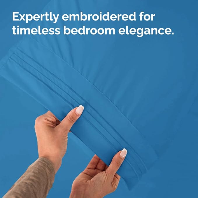 King Pillow Cases Set of 2 - Ultra Soft Hotel Quality Pillowcase Covers - Comfy Cozy Bedding for Women, Men, Kids and Teens - Machine Washable Pillow Protectors - 2 Pieces Set - King Size Denim Blue