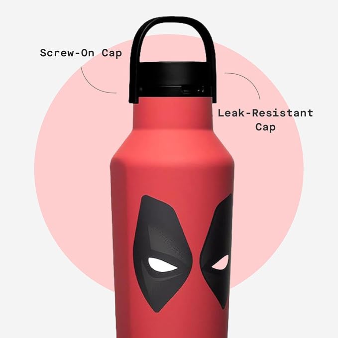 Corkcicle Sport Canteen - Keeps Beverages Cold 25 Hours - Triple Insulated Stainless Steel - Screw-On Lid - Reusable Bottle - Summer Drinkware Gift - Keeps Drinks Ice Cold - 20 oz - Deadpool