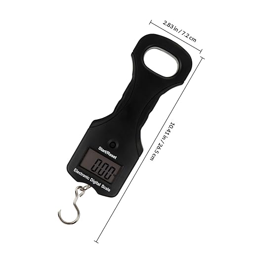 KALLORY Portable 30kg Digital Handheld Luggage Scale with Hanging Hook for Travel and Fishing, Electronic Weighing Scale with Backlit LCD Display and Tare Function