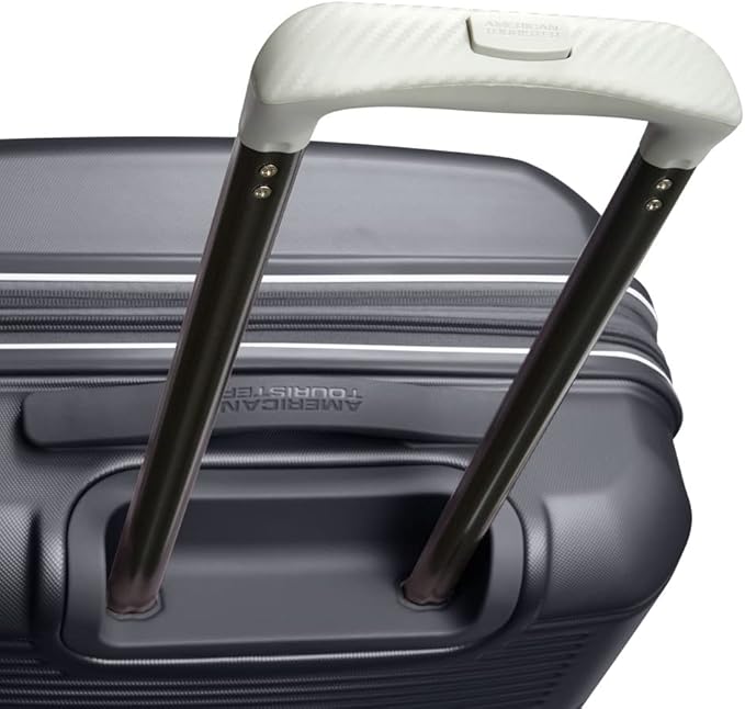 American Tourister Stratum 2.0 Expandable Hardside Luggage with Spinner Wheels, 24-Inch Checked-Medium, Charcoal